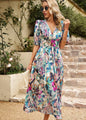 alwaysdwellTM - Summer Temperament Waist V-Neck Printed Dress (Buy 2 Free Shipping)