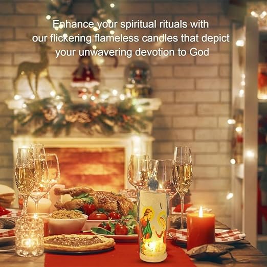 alwaysdwellTM - 🕯️🕯️LED prayer flameless candles, Jesus saints religious decoration, Christmas Easter gift