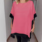 alwaysdwellTM - Women's Loose Batwing Sleeve Color Block T-Shirt