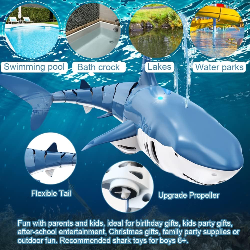 Remote Control Shark Toy with Light &Spray