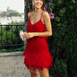 alwaysdwellTM - Women's Feather Fringe Sequin Spaghetti Strap Dress