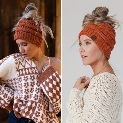 🔥Last Day Sale-48% OFF🎁Winter Soft Knit Ponytail Bun Beanie Hat