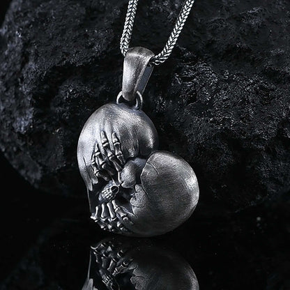 alwaysdwellTM - Heart of Hell Ripped Skull Necklace