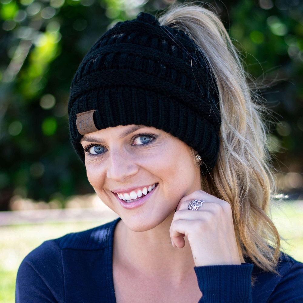 🔥Last Day Sale-48% OFF🎁Winter Soft Knit Ponytail Bun Beanie Hat