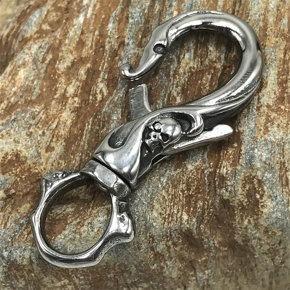 Stainless Steel Punk Skull Carabiner Keychain