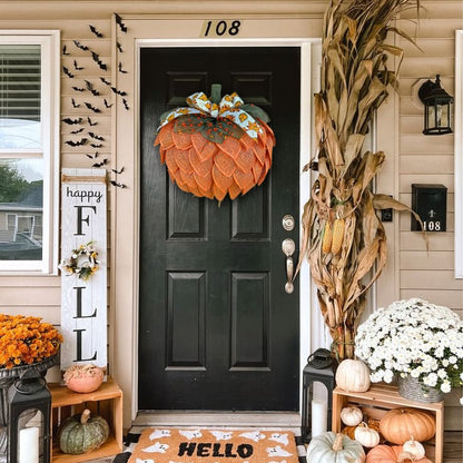 🍁 Farmhouse Pumpkin Wreath For Front Door