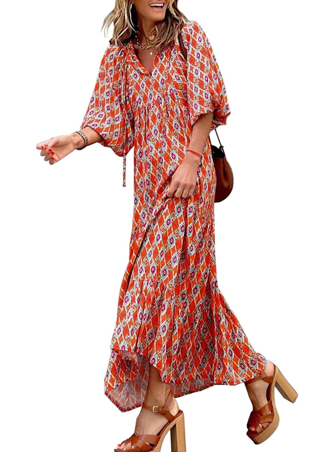 AlwaysdwellTM - 💥Special sale - Women's Puff Sleeve Floral Boho Maxi Dress
