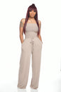 alwaysdwell™ - Off Shoulder Solid Color Smocked Jumpsuit