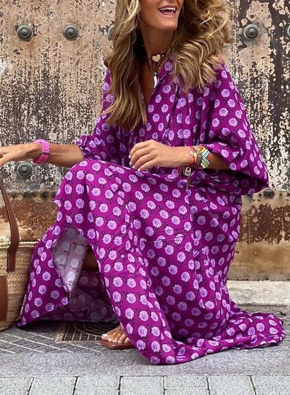AlwaysdwellTM - 💥Special sale - Women's Puff Sleeve Floral Boho Maxi Dress