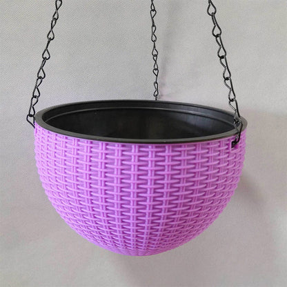 Plastic Rattan Hanging Planter Basket with Drainage Hole