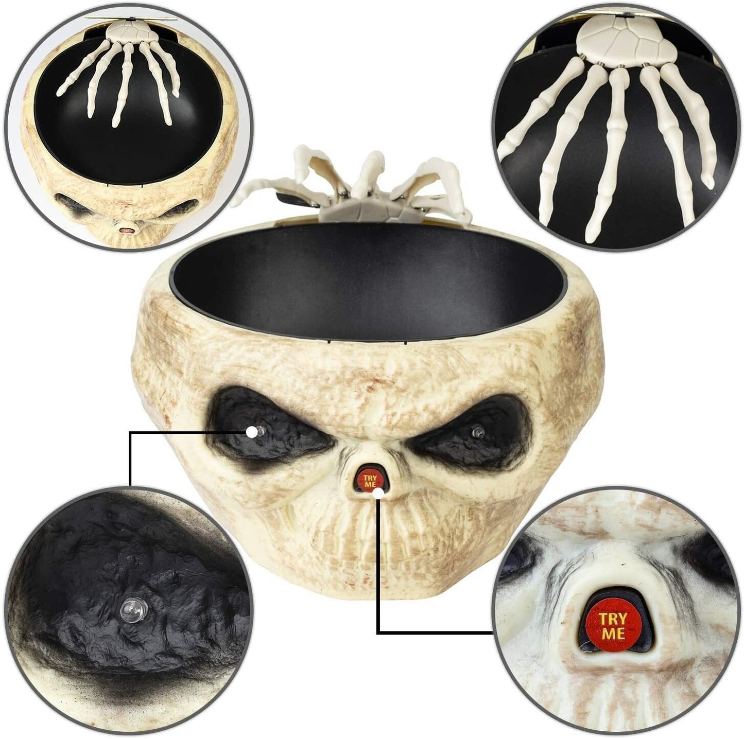 🎃Halloween candy skull bowl with movable skeleton hand