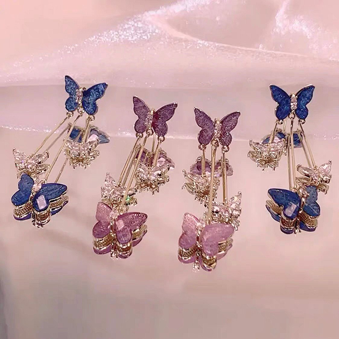 alwaysdwell™ - Crystal Butterfly Tassel Earrings