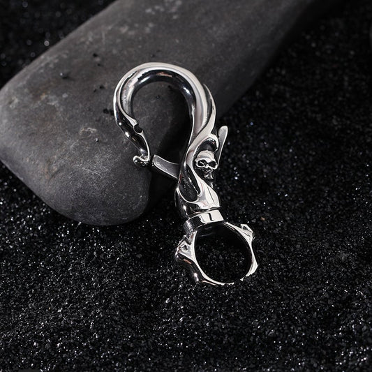 Stainless Steel Punk Skull Carabiner Keychain