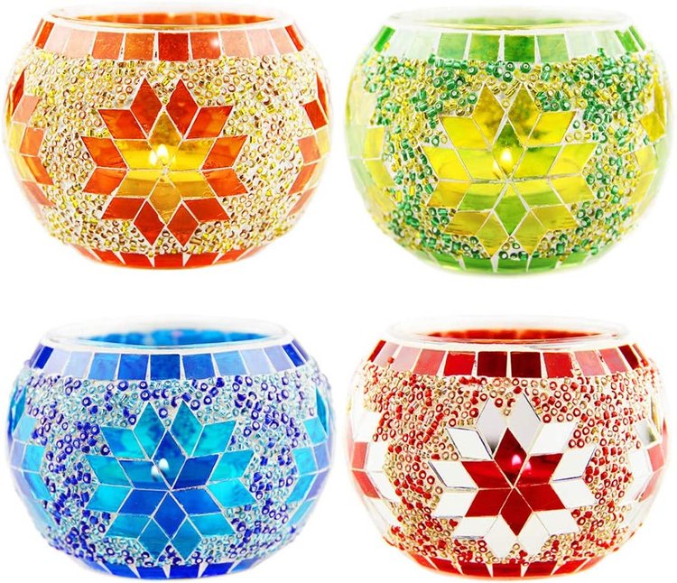 alwaysdwellTM - Mosaic glass candlestick European retro ornaments