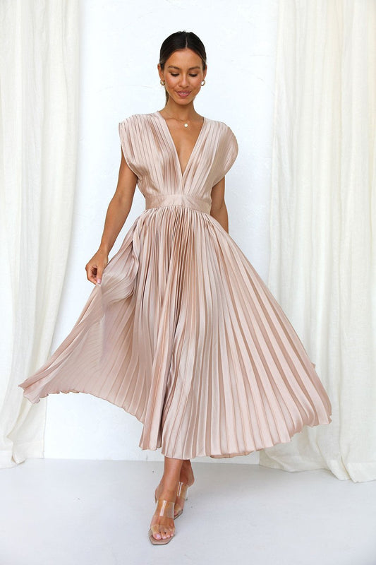 🎁Huge Sale -52% OFF💖Draped V-Neck Pleated Skirt Dress