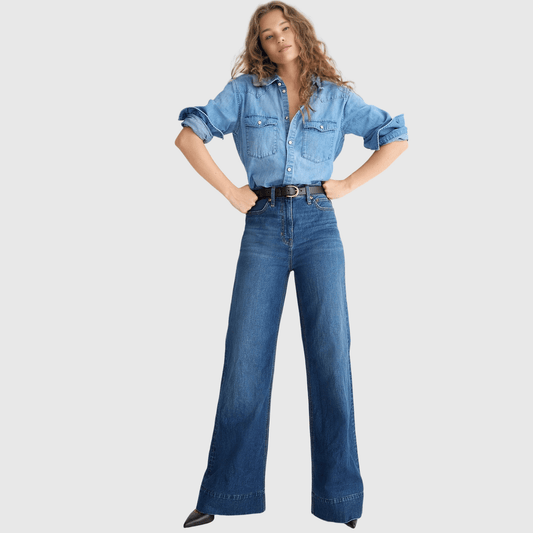 AlwaysdwellTM - Tummy Control Tall Wide Leg Denim Trouser - Buy two and get free shipping!