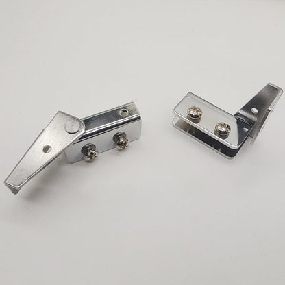 L-shaped rotating glass hinge