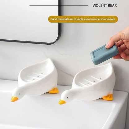 🔥🔥2024 HOT SALE 49% OFF - Cute Ceramic Duck Soap Storage Drainer Box No Standing Water