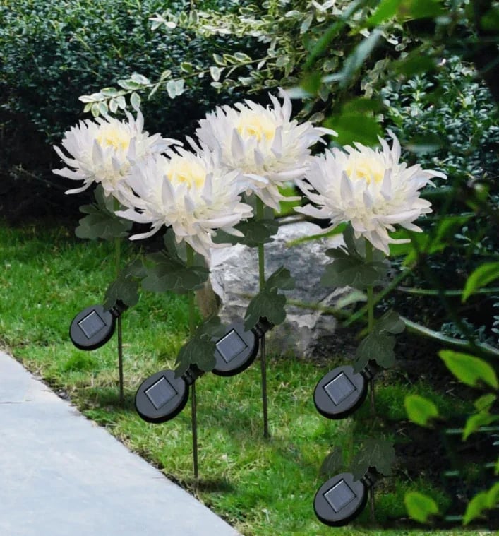 🎁Summer Hot Sale -47% OFF🎁 - SPRING ARTIFICIAL Chrysanthemum SOLAR GARDEN STAKE LED