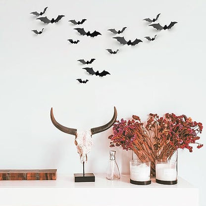 Halloween party wall stickers 3D decorative bat 18 pieces