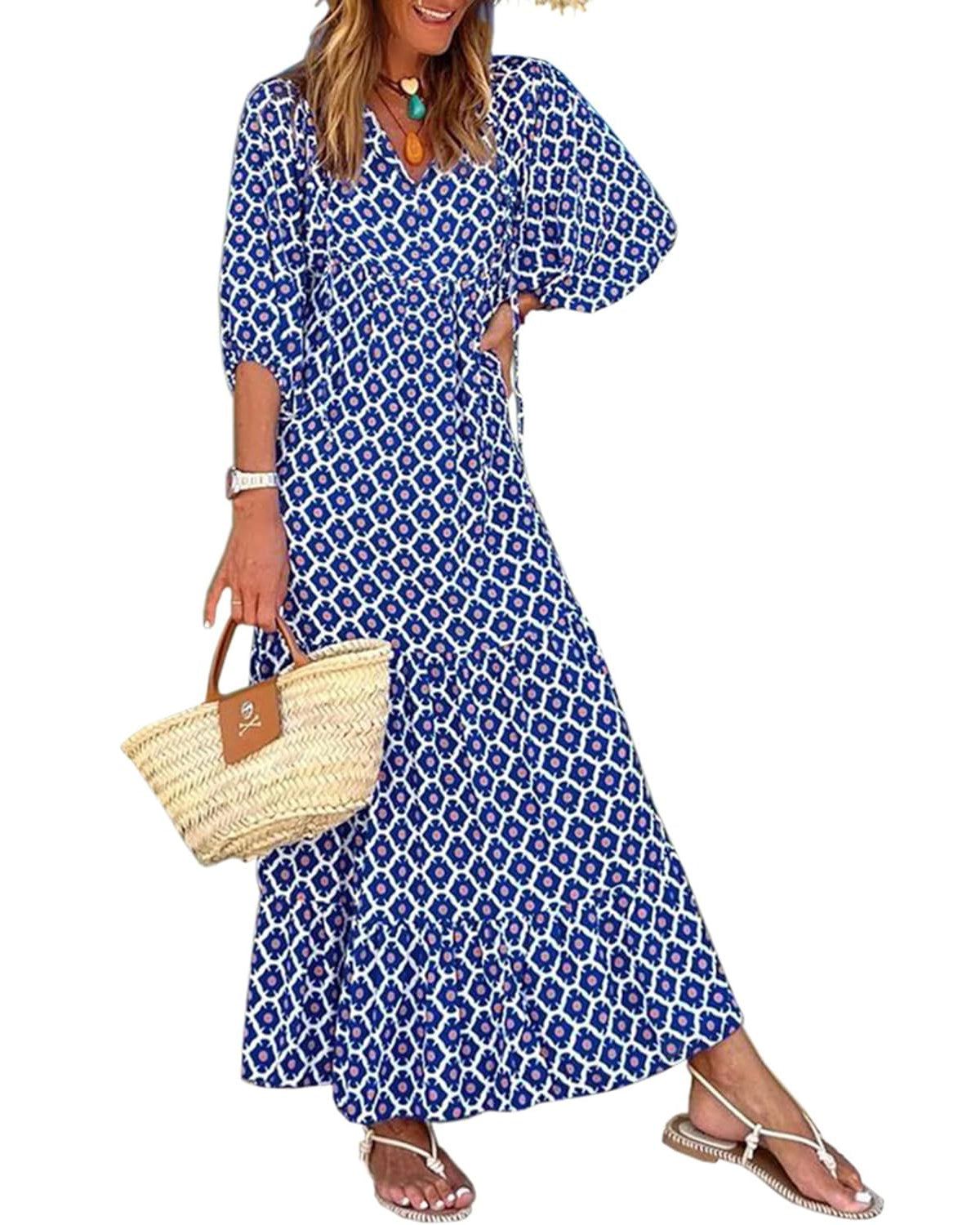 AlwaysdwellTM - 💥Special sale - Women's Puff Sleeve Floral Boho Maxi Dress