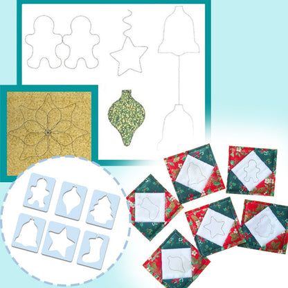 alwaysdwellTM - Christmas Motif Quilting Template Set (6 PCS)  - With Instructions