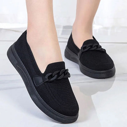 lusailstore™ - Women's breathable fly knit chain slip-on shoes