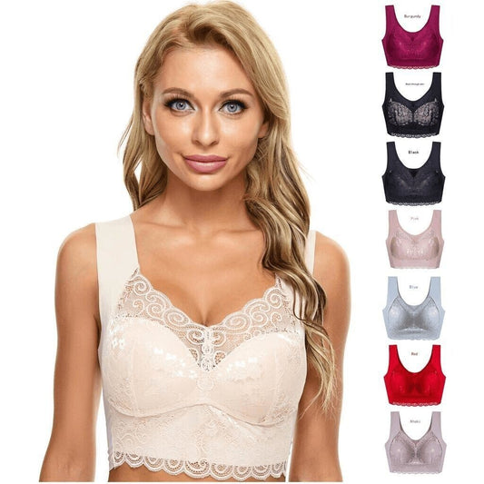 💖Buy 2 Get 1 Free (3 pcs)🎁Elegant Lace Lift-up Plus Size Wireless Breathable Vest Bra