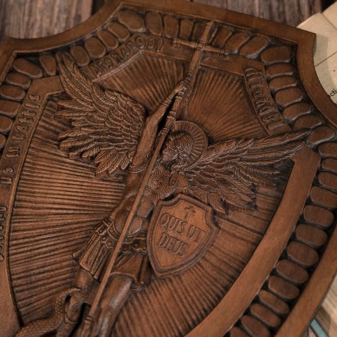 🎁Shield Archangel Michael Solid wood carving gift