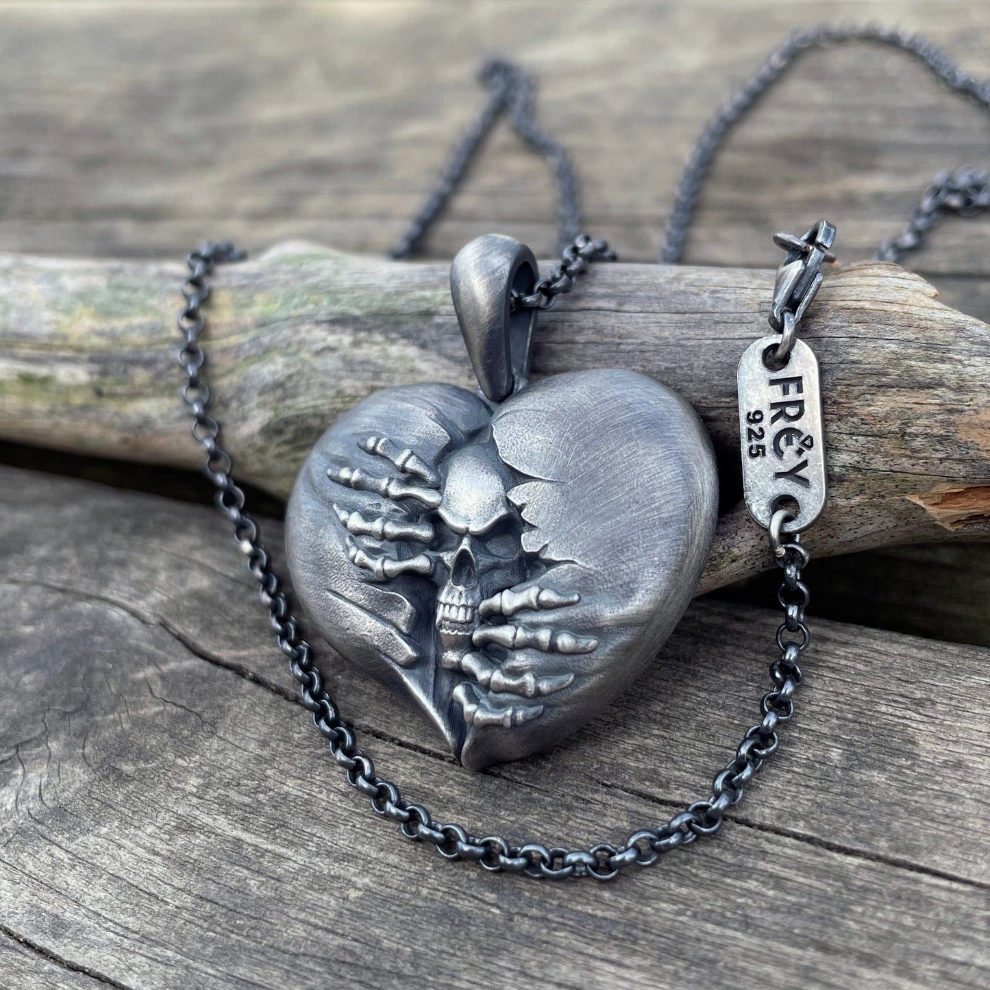 alwaysdwellTM - Heart of Hell Ripped Skull Necklace