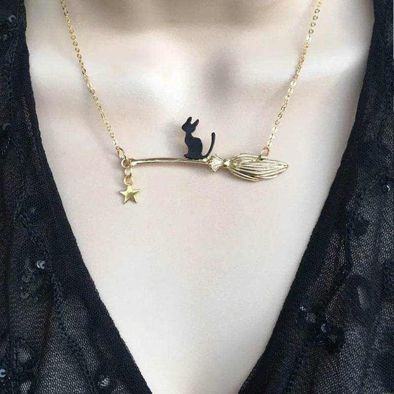 Black Cat Necklace-Halloween Necklace