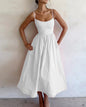 alwaysdwellTM - Simple and Beautiful: Solid V-neck Pleated Waist Dress