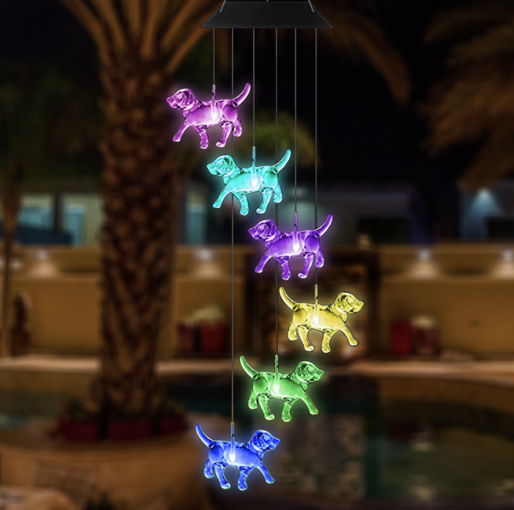 Dogs Color Changing Solar Wind Chime