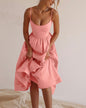 alwaysdwellTM - Simple and Beautiful: Solid V-neck Pleated Waist Dress